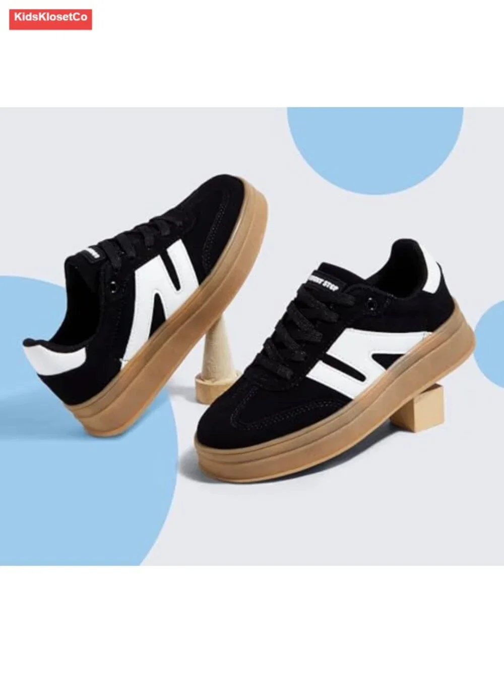 Boys Girls Platform Sneakers Chunky Casual Retro Lace Up Non Slip